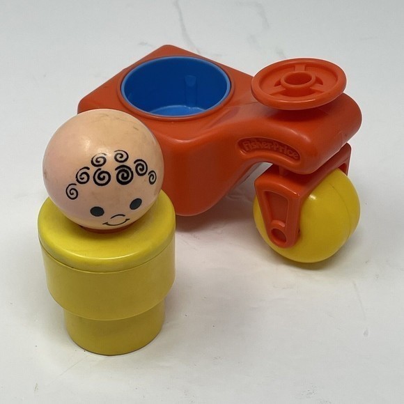 Vintage Fisher‎ Price Little People Chunky 1974 Boy Yellow 3” 1984 Motorcycle - Picture 3 of 11